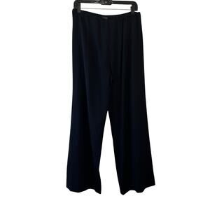 Peter Cohen Black Wide Leg Pull On Elastic Waist Stretch Wool Pants Tiny Flaw XL